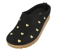 HAFLINGER Grizzly Cuoricini Filzpantoffel Herz Hausschuh Kork (Schwarz 03), Gr 39
