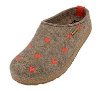 HAFLINGER Grizzly Cuoricini Filzpantoffel Herz Hausschuh Kork (Torf 550), Gr 38