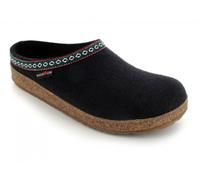 Haflinger Grizzly Franzl Damen, Herren Wollfilz Hausschuhe Clogs blau, Kork-Latex-Fußbett, 1929124/47