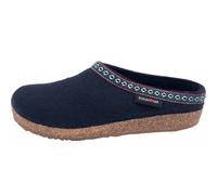 Haflinger Grizzly Franzl Damen, Herren Wollfilz Hausschuhe Clogs blau, Kork-Latex-Fußbett, 1929124/46