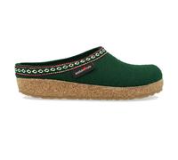 Haflinger - Grizzly Franzl - Unisex Filz-Pantoffel mit Borte - Grün (Eibe), Gr. 44