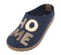 HAFLINGER Grizzly Home Filzpantoffel Hausschuh Filzclog mit Home Schriftzug unisex Blau (Kapitän 79) Gr. 43
