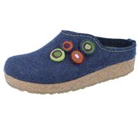 Haflinger Grizzly Kanon Damen Hausschuhe Filzschuhe Hüttenschuhe blau Wollfilz