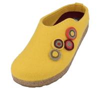 HAFLINGER Grizzly Kanon Filzpantoffel Hausschuh Filzclog Kork Leuchtgelb, Gr. 41
