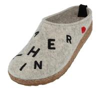HAFLINGER Grizzly Letter Filzpantoffel Hausschuh Filzclog Grau (Steingraumeliert 84), Gr. 39