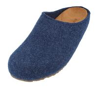HAFLINGER Grizzly Michl Filzpantoffel Hausschuh mit Gummisohle Lederfußbett Jeans, Gr. 46