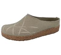 Haflinger Grizzly Mikado Damen Hausschuhe Clog Pantoffeln beige Wollfilz sahara