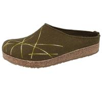 Haflinger Grizzly Mikado Damen Hausschuhe Clog Pantoffeln grün Wollfilz olivgrün