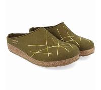 HAFLINGER Grizzly Mikado Filzpantoffeln mit Gummisohle Unisex Grün (Olivgrün 116), Gr. 38