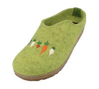 HAFLINGER Grizzly Rübli Filzpantoffel Hausschuh Filzclog mit Rübenmotiv unisex (Canarygreen 98) Gr. 38