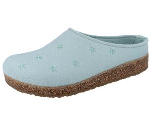 Haflinger Grizzly Stelline Damen Pantoffel aquamarin mit glitzer Sternchen Wollfilz