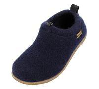 HAFLINGER Guido Walkstoff Hausschuh Pantoffel mit Gummizug, TR-Gummisohle & Wechselfußbett Unisex Blau, Gr. 36