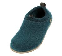 HAFLINGER Guido Walkstoff Hausschuh Pantoffel mit Gummizug, TR-Gummisohle & Wechselfußbett Unisex Dunkelgrün, Gr. 45