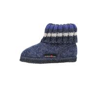 HAFLINGER Hüttenschuh Paul mit Kragen aus reiner Schurwolle Blau (Jeans 72), EU Gr. 24