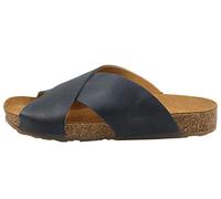 HAFLINGER Herren Damen Clog Pantolette Bio Mio Leder Fußbett rutschfest 819412-0, Größe:47 EU, Farbe:Blau