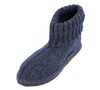 HAFLINGER Hüttenschuh Karl Filzpantoffel mit Kragen Hausschuh Jeans, Gr. 44