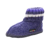 Haflinger Hüttenschuh Paul mit Kragen aus reiner Schurwolle Jeans Blau Größe 40