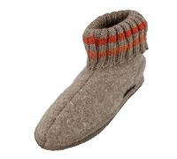 HAFLINGER Hüttenschuh Paul mit Kragen aus reiner Schurwolle Beige (Beigemeliert 46), EU Gr. 28