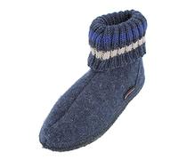 HAFLINGER Hüttenschuh Paul mit Kragen aus reiner Schurwolle Blau (Jeans 72), EU Gr. 38