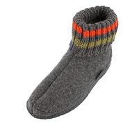 HAFLINGER Hüttenschuh Paul mit Kragen aus reiner Schurwolle Dunkelgrau (Anthrazit 04), EU Gr. 35