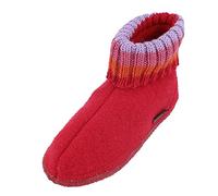 HAFLINGER Hüttenschuh Paul mit Kragen aus reiner Schurwolle Rot (Ziegelrot 85), EU Gr. 37