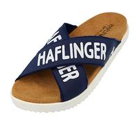 HAFLINGER Ibiza Summer Slide vegane Pantolette Sandale mit Riemen aus Canvas Blau (1732), Gr. 40