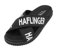 HAFLINGER Ibiza Summer Slide vegane Pantolette Sandale mit Riemen aus Canvas Schwarz (1733), Gr. 42