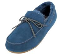 HAFLINGER Lammfellclog Mokassin Yumah Hausschuh Leder Blau (Mittelblau 70), Gr 40