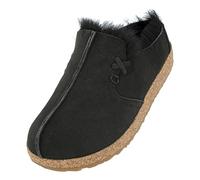 HAFLINGER Lammfellclog Saskatchewan Filzpantoffel Hausschuh Schwarz, Gr 46