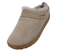 HAFLINGER Lammfellclog Snowbird Filzpantoffel Hausschuh Beige (Sahara 50), Gr 37