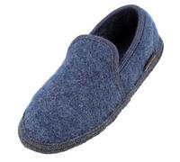 HAFLINGER Loafer Pantoffel Slipper aus Wolle Hausschuh unisex Blau (Jeans 72), Gr. 37