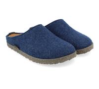 HAFLINGER Manhattan Filzpantoffeln im schlichten Design mit Ledersohle unisex (Jeans 72), Gr. 45