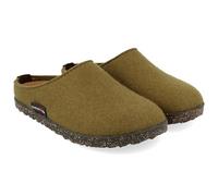 HAFLINGER Manhattan Filzpantoffeln im schlichten Design mit Ledersohle unisex (Olivgrün 116), Gr. 38