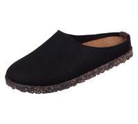 HAFLINGER Manhattan Filzpantoffeln im schlichten Design mit Ledersohle unisex (Schwarz 3), Gr. 43