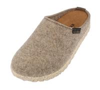 HAFLINGER Manhattan Filzpantoffeln im schlichten Design mit Ledersohle unisex (Torf 550), Gr. 38
