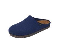 HAFLINGER Manhattan Filzpantoffeln im schlichten Design mit Ledersohle unisex (Jeans 72), Gr. 39