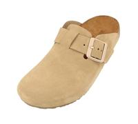 HAFLINGER Porto Eleganter Clog aus Leder mit Gummisohle und Kork Latex Fußbett Hausschuh Unisex Cappucino (1797), Gr. 43
