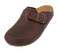 Haflinger Clog Hausschuh Porto - Leder, Gummisohle, Kork-Latex-Fußbett - Unisex Dunkelbraun Gr.45