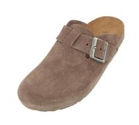 HAFLINGER Porto Eleganter Clog aus Leder mit Gummisohle und Kork Latex Fußbett Hausschuh Unisex Greige (1803), Gr. 36