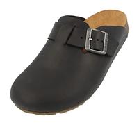 HAFLINGER Porto Eleganter Clog aus Leder mit Gummisohle und Kork Latex Fußbett Hausschuh Unisex Schwarz (701), Gr. 39