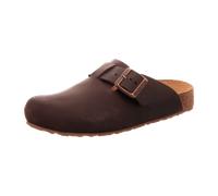 HAFLINGER Porto Eleganter Clog aus Leder mit Gummisohle und Kork Latex Fußbett Hausschuh Unisex Dunkelbraun (748), Gr. 42