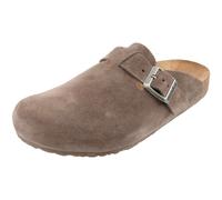 HAFLINGER Porto Eleganter Clog aus Leder mit Gummisohle und Kork Latex Fußbett Hausschuh Unisex Greige (1803), Gr. 43
