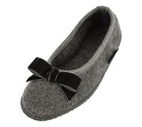 HAFLINGER Slipper Fiocco Filzpantoffel Hausschuh Ballerina Anthrazit, Gr. 38
