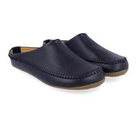 HAFLINGER Softi Lederpantoffeln Hausschuhe Ballerina im schlichten Design (Mittelblau 370), Gr. 43