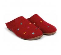Haflinger 484014-0 Everest Farfalline Damen Wolle Hausschuhe Pantoffeln, Größe:41 EU, Farbe:Rot