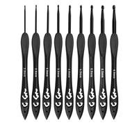 HAFRILY 9 Stück Schwarz Häkelnadel Set 2-6mm Alumina Häkelnadeln Set mit Leicht Kunststoffgriff für Strickbegeisterte,Anfänger Häkelnadel Set Ergonomisch Häckelnadeln Glatter Crochet Hook Vintage