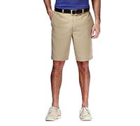 Haggar Cool 18 Herren-Shorts mit klassischer Passform, Flacher Vorderseite und erweiterbarem Bund (Normale und große Größen), British Khaki, 54 DE