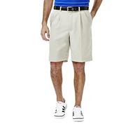 Haggar Cool 18 Herren-Shorts mit versteckter Taille und Falten vorne - Beige - 52