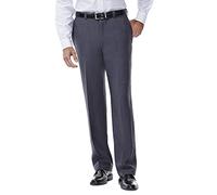 Haggar Men's Repreve Stria Hidden Expandable Waist Plain Front Dress Pant, Med Grey,42x32