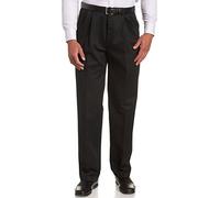 Haggar Herren Arbeitet Bis Wochenende Bügelfreie Köper-Falten-faltenhose - Reguläre und Große Größen Größen fü dress pants, Schwarz, 44W / 32L EU